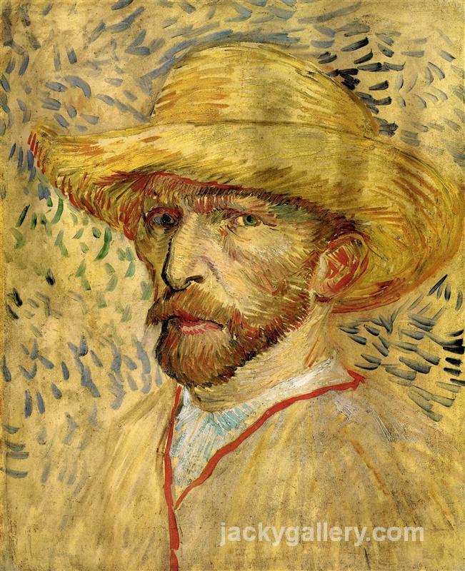 Self-Portrait with Straw Hat III, Van Gogh painting - Click Image to Close